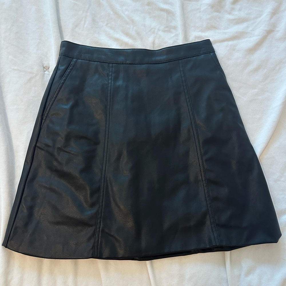 H&M Black Faux Leather Mini Skirt